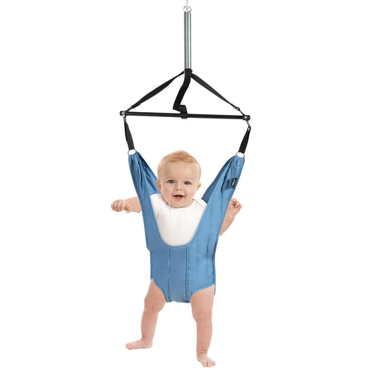 COSTWAY Baby Door Jumper, Adjustable Length, Door Swing, Door Frame Jumper with Door Clamp, for Infants 6-12 Months (Blue)