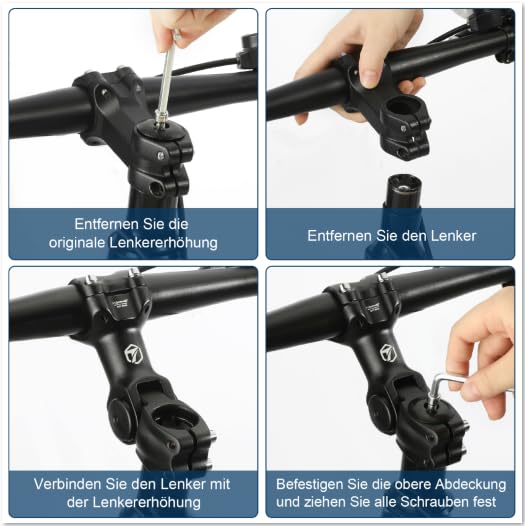 Toptrek bike handlebar stem, handlebar height increase for bike 31.8mm, 90mm bike handlebar aluminum, adjustable handlebar stem ±60° adjustable, bike handlebar rise hexagonal hole design for MTB, road bike.