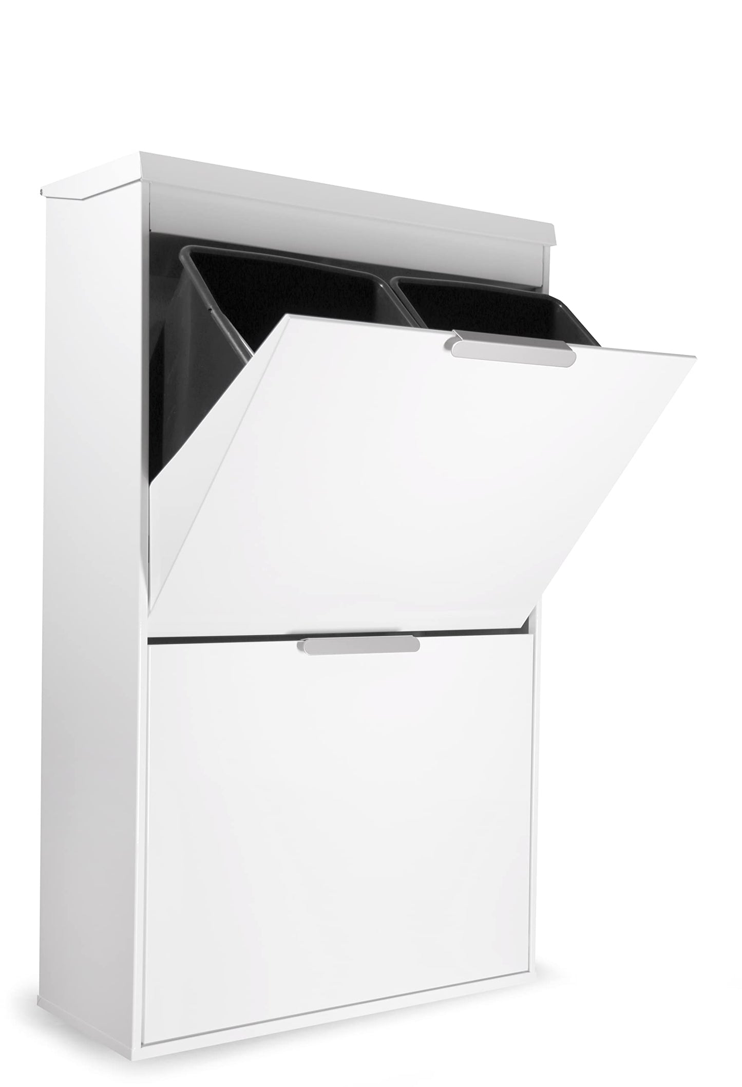 ARREGUI Ecoclas Plus CR621-E Steel Recycling System with Storage Box with Lid | 4x17L (68L) | 4 Sections Trash Can for Kitchen | Removable Inner Bins + Handle | White