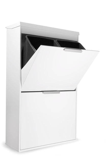 ARREGUI Ecoclas Plus CR621-E Steel Recycling System with Storage Box with Lid | 4x17L (68L) | 4 Sections Trash Can for Kitchen | Removable Inner Bins + Handle | White