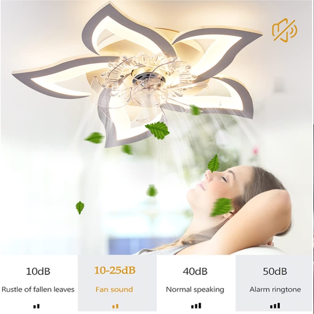 LED ceiling fan with lighting, 50W dimmable (3000K-6000K) ceiling light with fan, quiet reversible ceiling fan with lamp for living room bedroom dining room lights 69cm