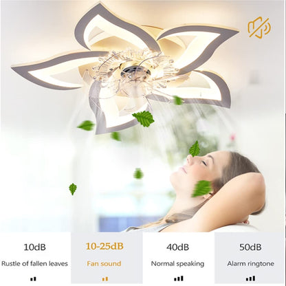 LED ceiling fan with lighting, 50W dimmable (3000K-6000K) ceiling light with fan, quiet reversible ceiling fan with lamp for living room bedroom dining room lights 69cm