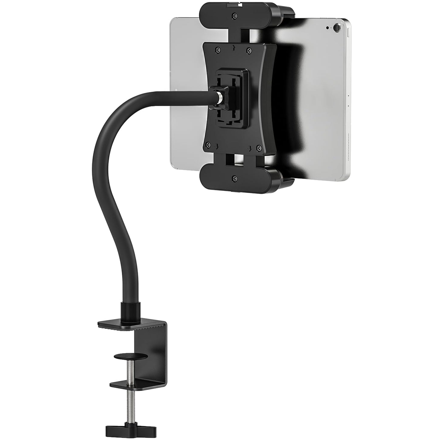 JUBORUI Tablet Stand Table, iPad Stand Table with Metal Swivel Arms, 360° Rotatable Tablet Stand, Tablet Stand for iPad mini, all 4.7-13.5 inch Tablets