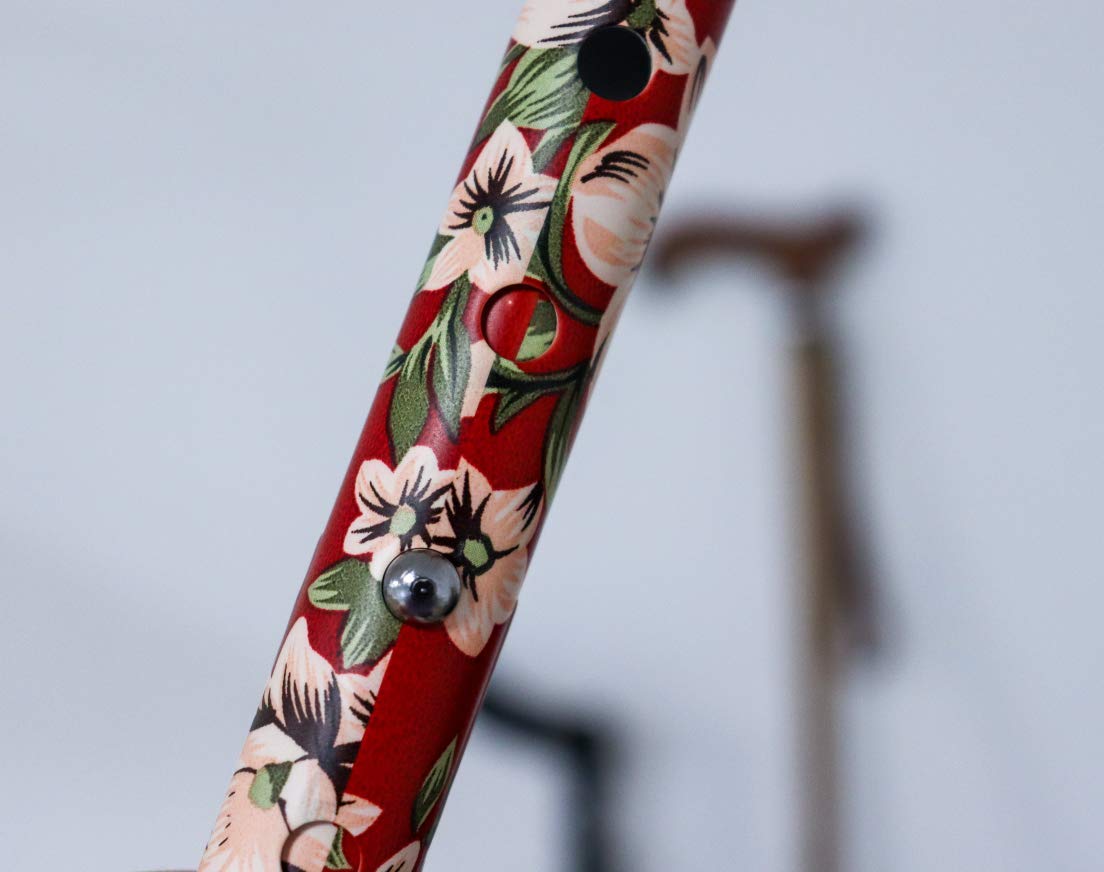 KMINA PRO - Floral Walking Cane for Women, Elegant, Adjustable Height Aluminum, Men's Adjustable, Red Extendable.