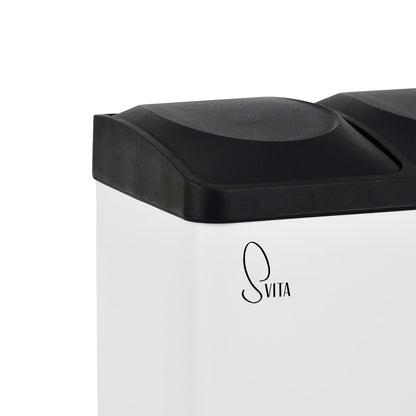 SVITA TC2X20 Kitchen Bin 40L Capacity 2x20L Trash Bin 2 Compartment Garbage Can Waste Separation Step Bin Steel White