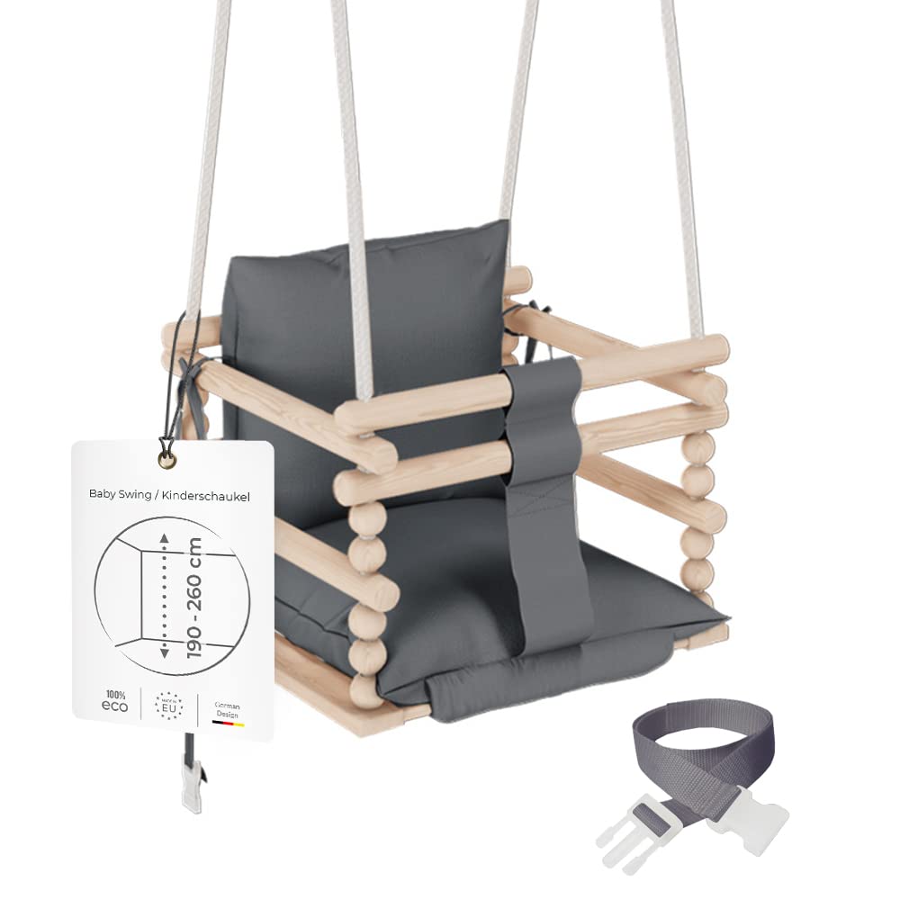 MAMOI® Baby Swing, Indoor Swing, Wooden Swing for Baby and Kids, Children's Swing, Wooden Swings, Toddler Swing for Nursery and Door Frame, 3 in 1.