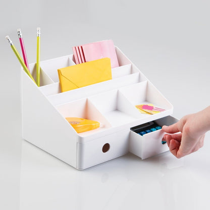 iDesign 42011EU Linus Desk Organizer with Drawers, White