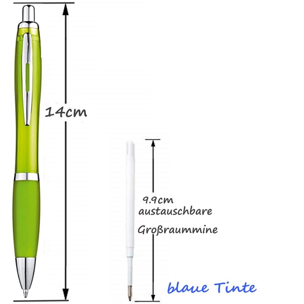 Libetui Set 50 pieces ballpoint pens ergonomic pens Light Green non-slip grip zone Large-capacity ink Blue Retractable ballpoint pen Pen office household practice pens Light Green