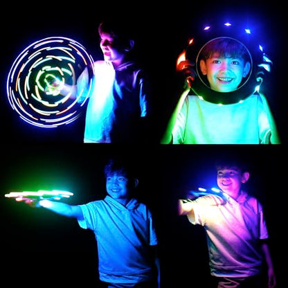 TOSY Flying Ring - 12 LEDs, bright, automatic lighting, safe, waterproof, lightweight frisbee, gift for birthdays, Easter, Christmas for boys/girls/children.