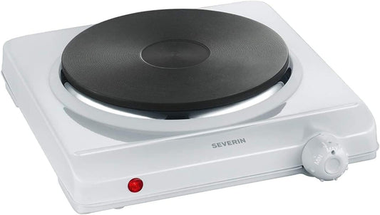 SEVERIN hot plate for kitchen, office or camping, small hob with stepless temperature control, camping stove for one pot, white, 1,500 W, KP 1091