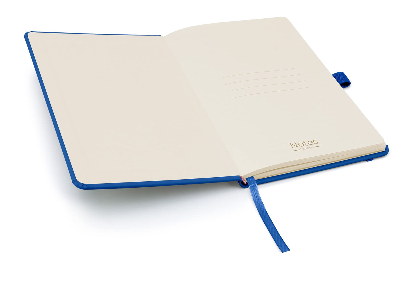 Notes London Notebook, A5, bulk pack, A5 notebook with lined pages, pen loop and expandable paper pocket, hardcover, journal, diary, pad, pack of 25 (blue)