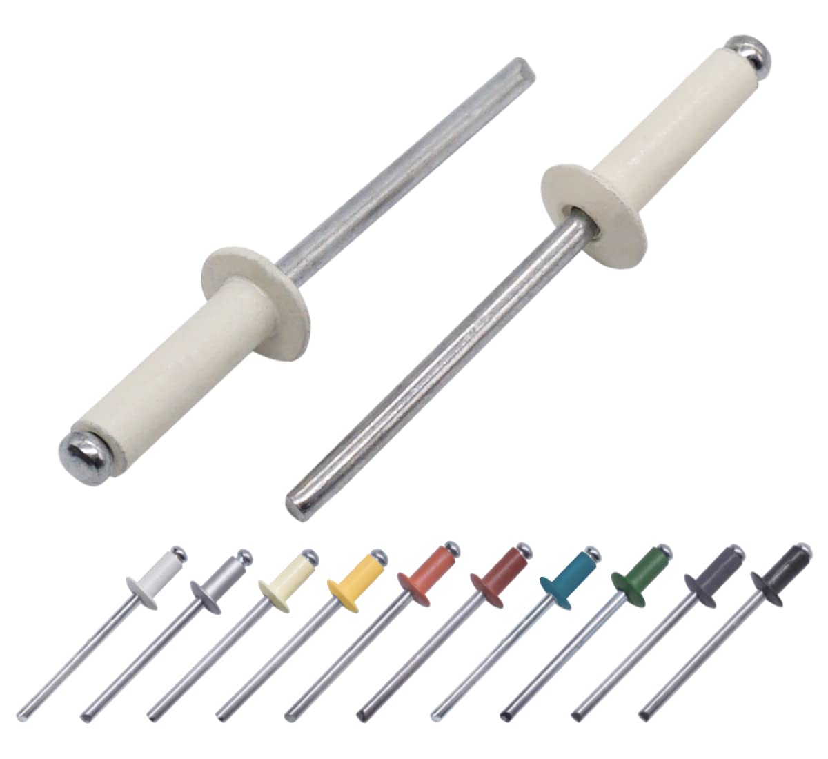(400 pieces) Painted blind rivets 4.0 x 14 mm, dome head, DIN 7337, aluminum rivet and steel mandrel, pop rivets (400, pure white RAL 9010)