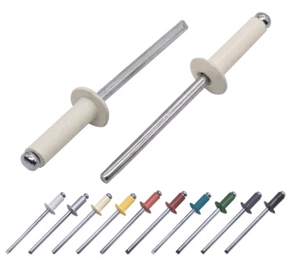 (400 pieces) Painted blind rivets 4.0 x 14 mm, dome head, DIN 7337, aluminum rivet and steel mandrel, pop rivets (400, pure white RAL 9010)