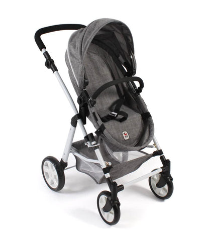 Bayer Chic 2000 - Doll carriage Nele, 2in1 combination doll carriage for children aged 4 to 8 years, denim gray, 45cm-84cm