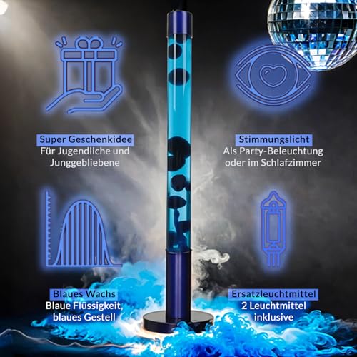 XXL lava lamp, large blue purple, retro lamp, cool, mysterious, magical, 76 cm, G9 50 W with cable switch, including bulb, volcano floor lamp