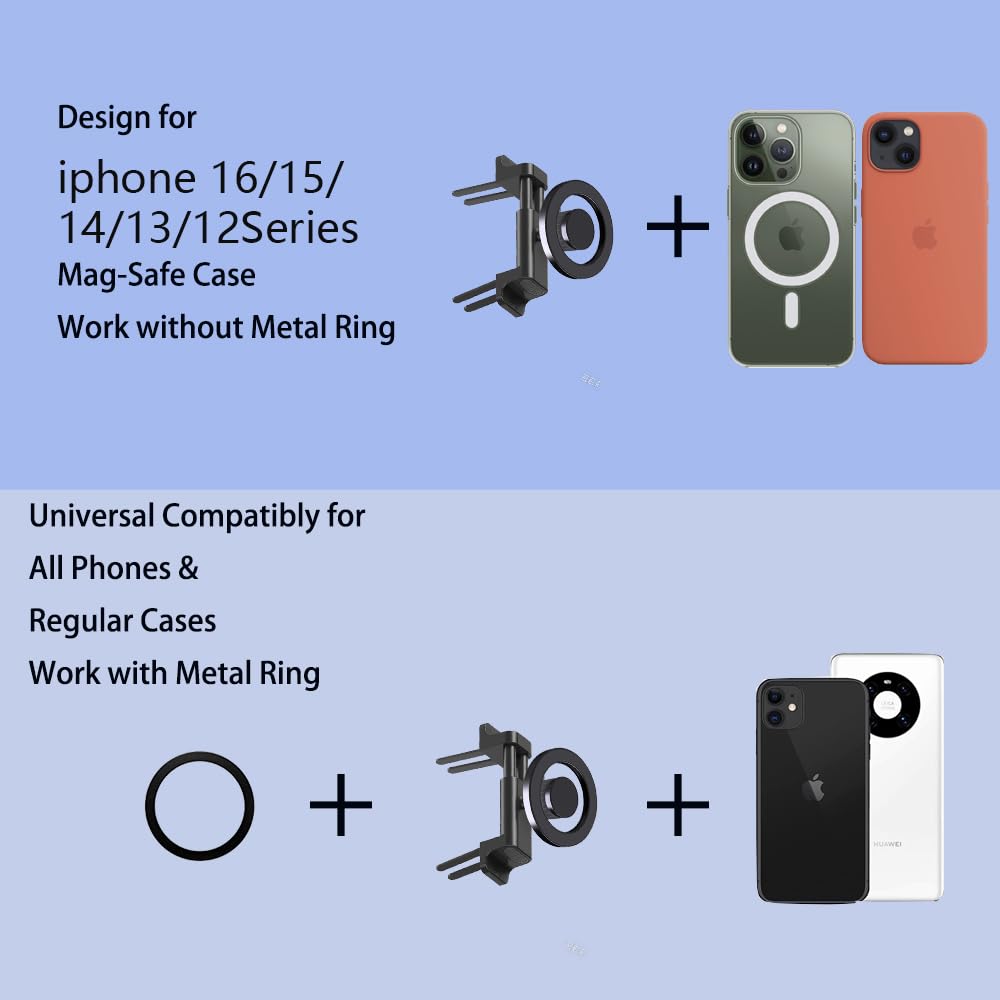 ICAILIN car phone holder for MagSafe [Round Vent], magnetic car mount for Mercedes A/B/C/V/GLC/Sprinter, compatible with iPhone & Samsung devices, Mercedes Benz accessory