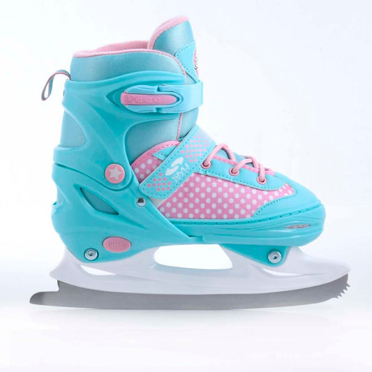 SMJ Lily Kids Girls Set 2in1 Inline Skates/Ice Skates ADJUSTABLE | ABEC-7 Roller Skates | Inline skates convertible to ice skates | Turquoise/Pink (M (34-37))