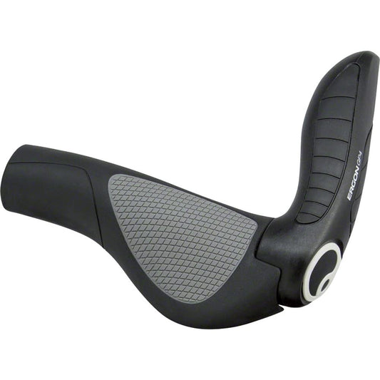 Ergon - GP4 Ergonomic Lock-on Bike Grips with Bar-End Support | Regular Compatible | For Touring and Trekking Bikes | Large | Black/Grey