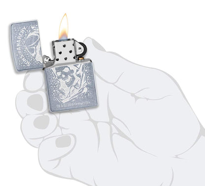 ZIPPO – Storm lighter, Sons of Anarchy Skull, Lustre, Street Chrome, refillable, in high quality gift box