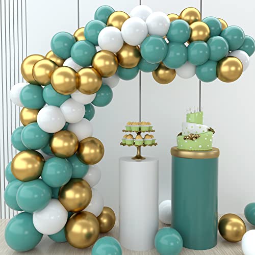 Green Balloon Garland, 112 pcs Dark Green Balloon Garland, Balloons Birthday Wedding, Green Gold White Balloons, Green Balloons Set for Wedding Baby Shower Baby Party Bridal Party Birthday Decoration