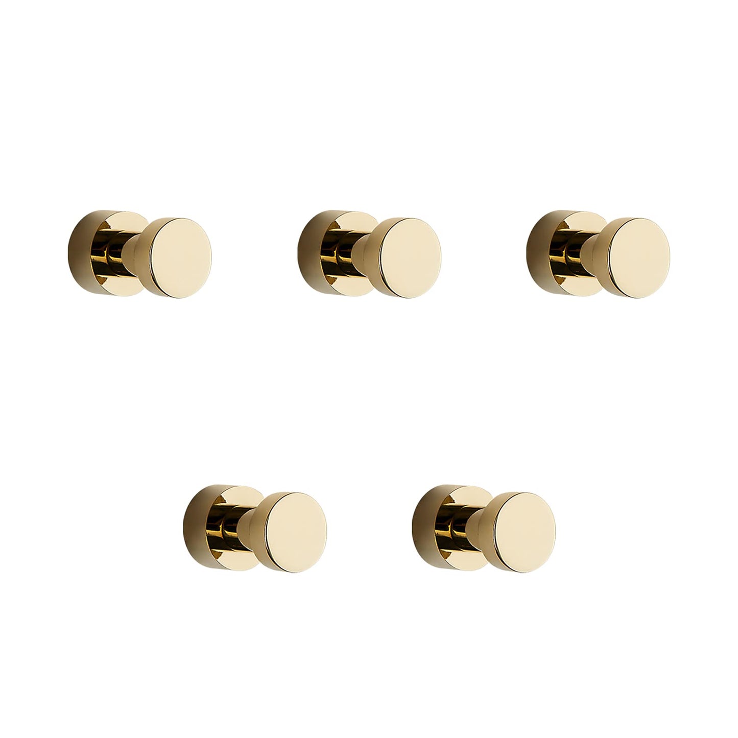 BVL Gold Towel Hooks 5 Pack Stainless Steel Wall Hooks Self Adhesive or Wall Mountable Hooks for Bathroom & Kitchen