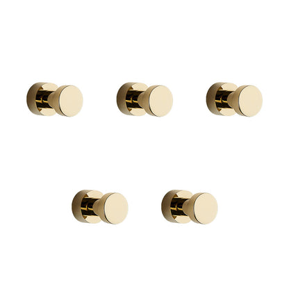 BVL Gold Towel Hooks 5 Pack Stainless Steel Wall Hooks Self Adhesive or Wall Mountable Hooks for Bathroom & Kitchen