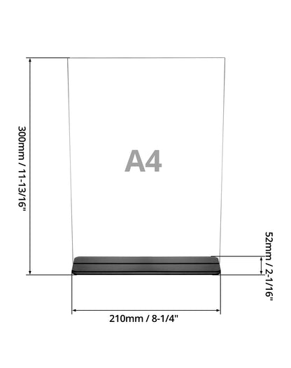 QWORK® 6 Piece A4 Acrylic Tabletop Sign Holders with Solid Base, Double-sided Acrylic Display Stand for Office, Restaurant, Cafe, Shop, Wedding.