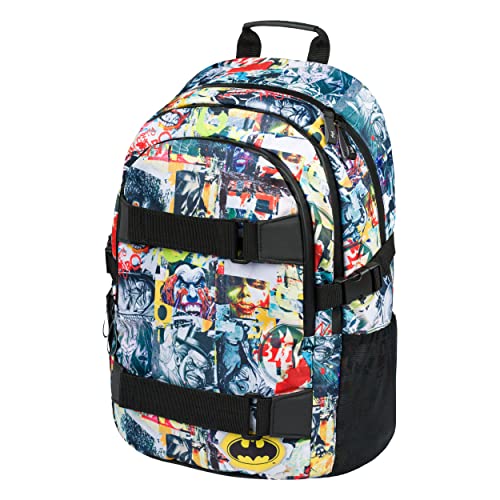 Baagl school backpack for boys girls teenagers - skateboard backpack - kids backpack with laptop compartment and chest strap for school (Batman Comics)