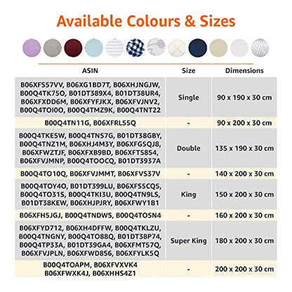 Amazon Basics Fitted Sheet, Microfiber, Cream, 135 x 190 x 30 cm