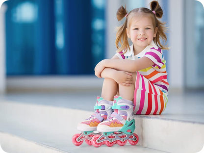 meteor® Inline Skates 4in1 Kids Inliner Roller Skates Roller Blades Quad Skates Carbon Kids Inline Skates Adjustable Shoe Big Wheels