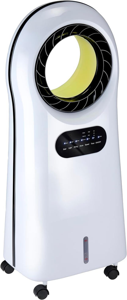 YOUNG LIFEBLADE Portable air conditioner without exhaust hose, with remote control, 8 hr timer, 60 dBA, 2in1 - air cooler, humidifier, mobile fan with water cooling, quiet portable air conditioner...