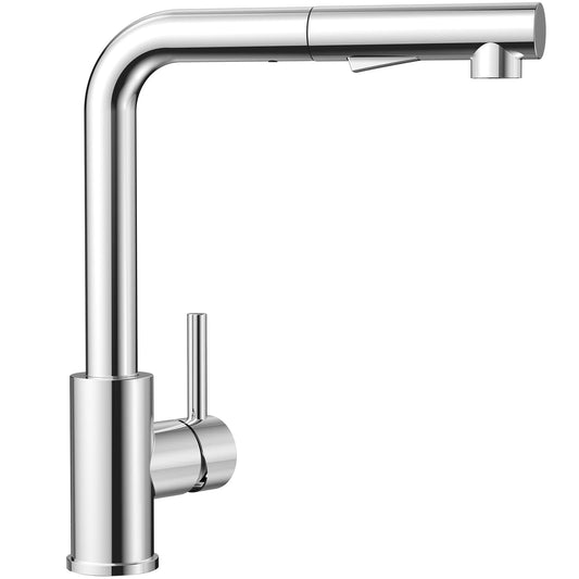 Pull-Out Kitchen Faucet, CECIPA High Pressure Kitchen Tap with Sprayer, Kitchen Mixer Tap with 2 Spray Modes, Single Lever Sink Mixer Stainless Steel Brushed, 360° Rotatable, Chrome
