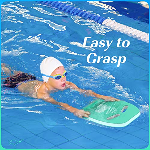 HeySplash Swimming Kickboard for Kids with Handles and Cartoon Pattern, suitable for children aged 3-6. Great for swimming training and learning different swimming styles. Color: Ice Blue.