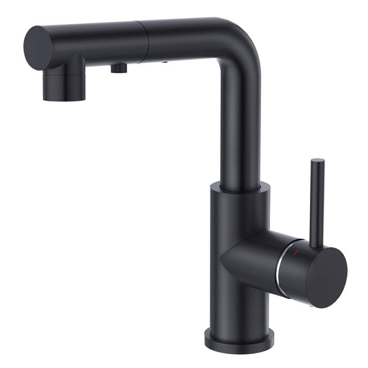 CREA kitchen faucet with 3 functions spray, black kitchen tap with pull-out spray, 360° swivel kitchen sink mixer, matte black sink tap.