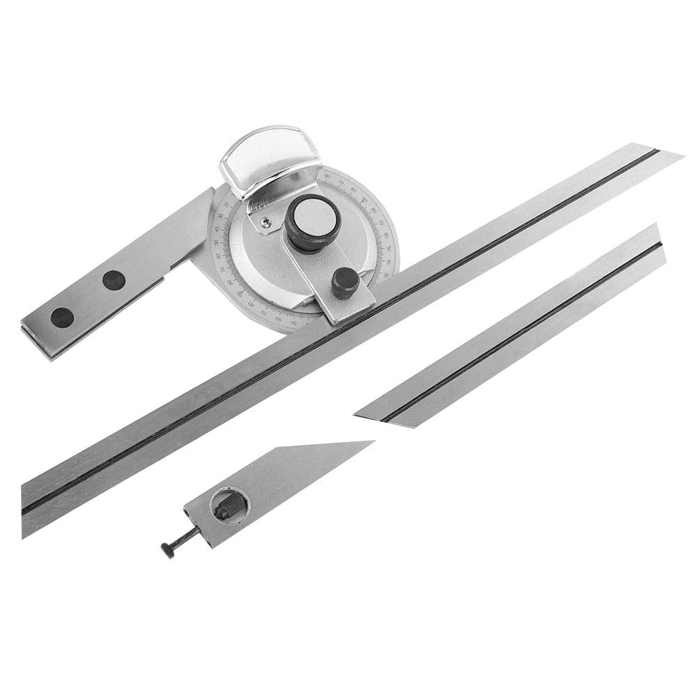 Protractor with adjustable arm 0-360°, universal angle gauge with adjustable leg, high-precision angle measuring ruler for measuring internal and external angles in machining.