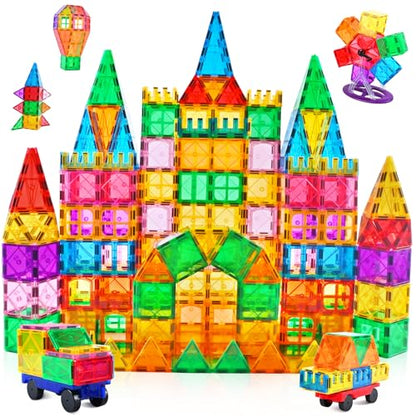 CUIOLTOY Magnetic Building Blocks, 121 PCS Magnetic Building Set with 2 cars and 1 Ferris wheel STEM Montessori Magnet Toy for Kids Gift from 3 4 5 6 7 8 Years Building Blocks Children's Toy
