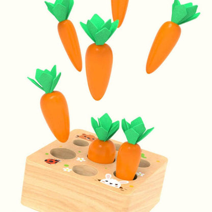 Wooden toys from 1 year | Baby fine motor skills toy for 12 month old boys and girls | Montessori sorting game wooden puzzle Carrot Harvest | Educational toy for children as a birthday gift (carrots)