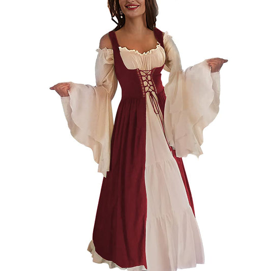 Aibaowedding Renaissance dress women medieval dress medieval costumes women (burgundy, L/XL)