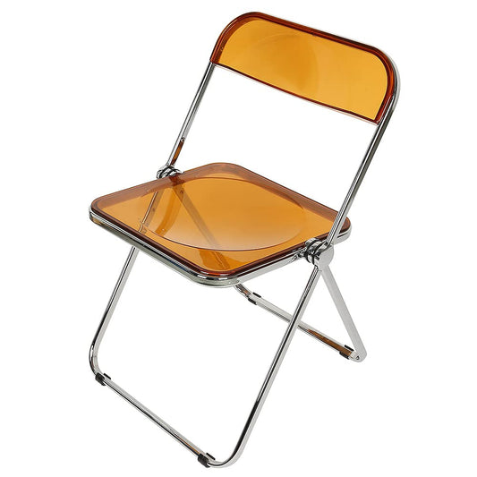 Willonin Transparent Folding Chair for Banquet Conference Party - Strong Sturdy Metal Frame Acrylic Balcony Sunbathing Durable And Lightweight (Yellow)