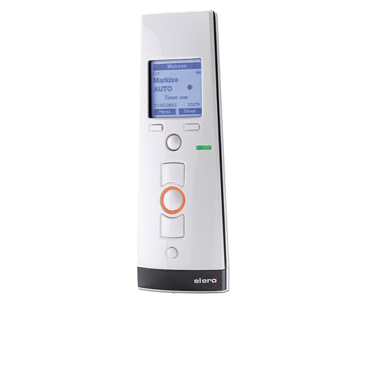 Elero radio control transmitter TempoTel 2 pure white, 10+1 channel, 868 MHz, emergency stop button, suction cup, manual