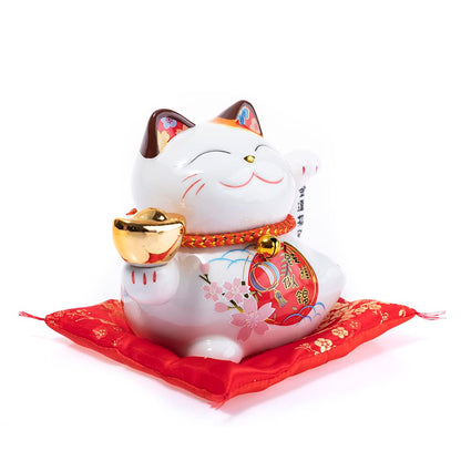 lachinese - Maneki Neko Waving Cat White - Lucky Cat - Kawaii Japanese Decoration - Good Luck Cat - Porcelain 13 x 14.5 x 10 cm - Chinese Asian Decoratio	n Asia Decor