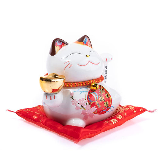 lachinese - Maneki Neko Waving Cat White - Lucky Cat - Kawaii Japanese Decoration - Good Luck Cat - Porcelain 13 x 14.5 x 10 cm - Chinese Asian Decoratio	n Asia Decor