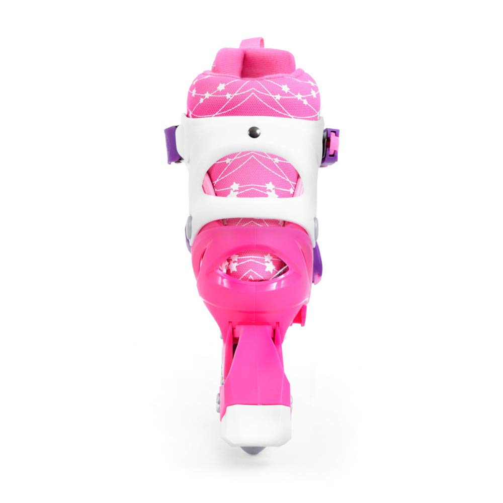 SMJ Kids Girls Set 2in1 Inline Skates Adjustable Roller Skates with LED Wheels + Protective Gear Set + Helmet + Bag (Size 30-33)
