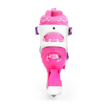 SMJ Kids Girls Set 2in1 Inline Skates Adjustable Roller Skates with LED Wheels + Protective Gear Set + Helmet + Bag (Size 30-33)