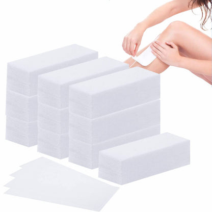1000 pieces of non-woven strips for hot wax and sugar paste. Wax strips for bikini, legs, chest, back, intimate area, and face. Size: 7x20cm.