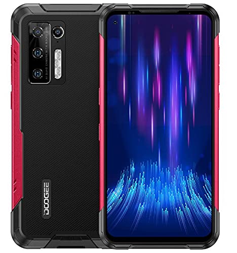 DOOGEE S97 PRO outdoor smartphone with 40m laser rangefinder, 8GB+128GB, 8500mAh battery (wireless charging), 6.39" UHD display, IP68, NFC/GPS, Android 11. Available in red. No contract required.