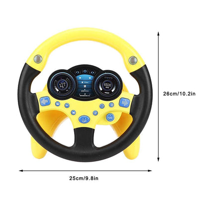Steering wheel toy passenger car toy with music and lights child children driving learning toy musical education for toddler driver beginner [Yellow]