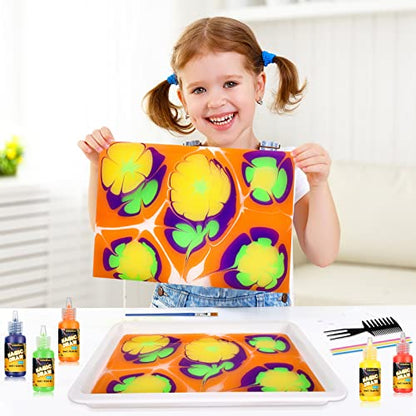 Water marbling paint for kids - arts and crafts for girls and boys, craft kits, for children aged 6 years and older...