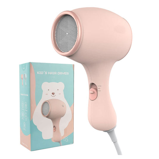 Lotvic children's hair dryer, 550W mini hair dryer for girls, hair dryer for kids, kids hair dryer with 3 temperatures, travel hair dryer for children, cute mini hairdryer, lightweight and durable, soft touch casing (pink)