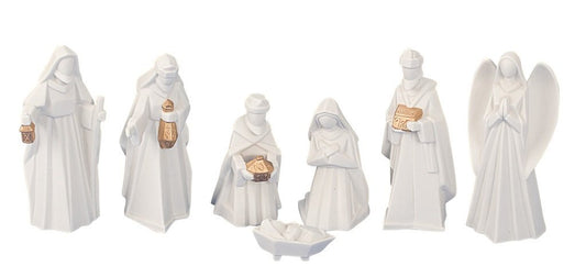 Gift shop Nativity figurines 7-piece set Nativity scene figures in white Size up to 13 cm